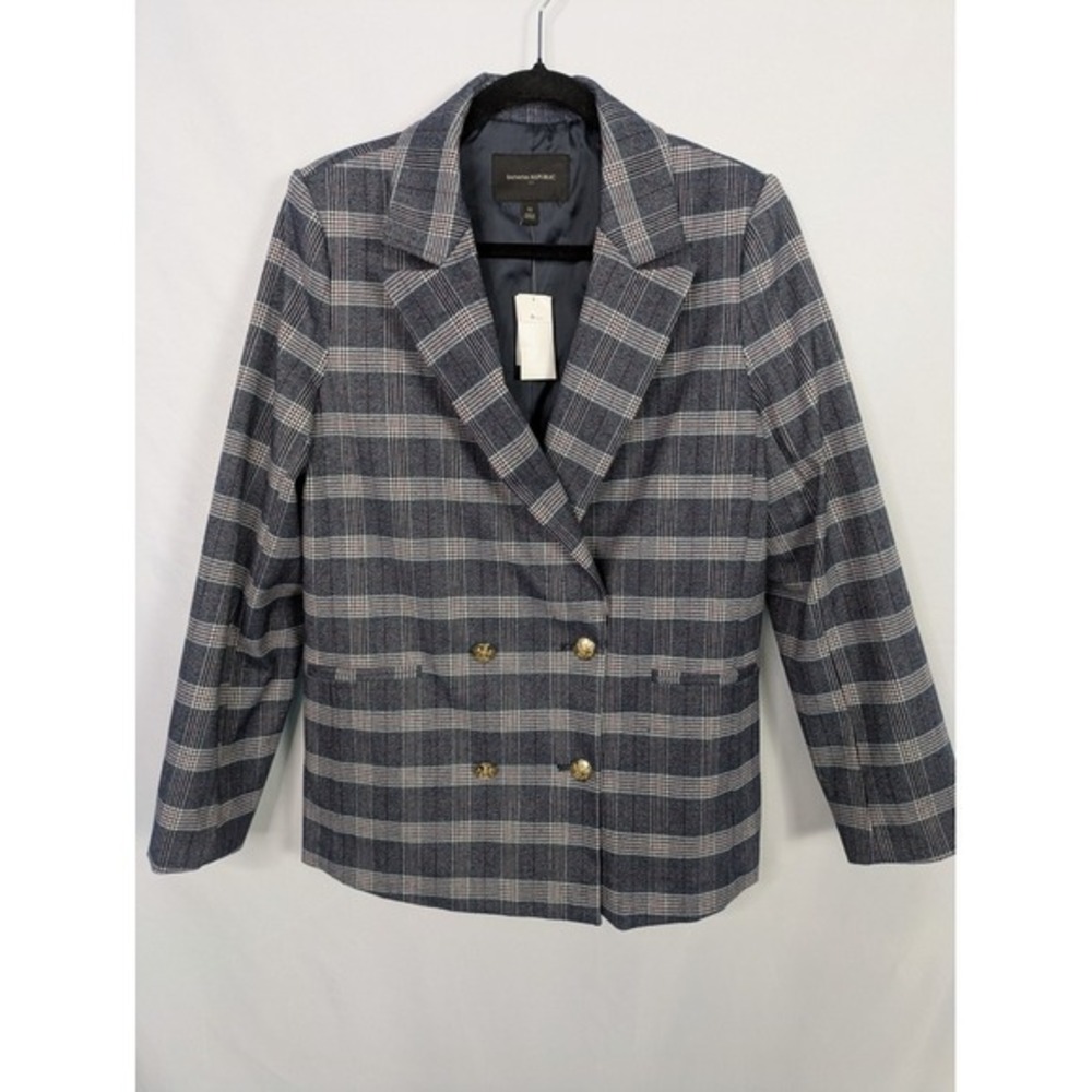 Banana Republic Plaid Blazer - Navy and Gray